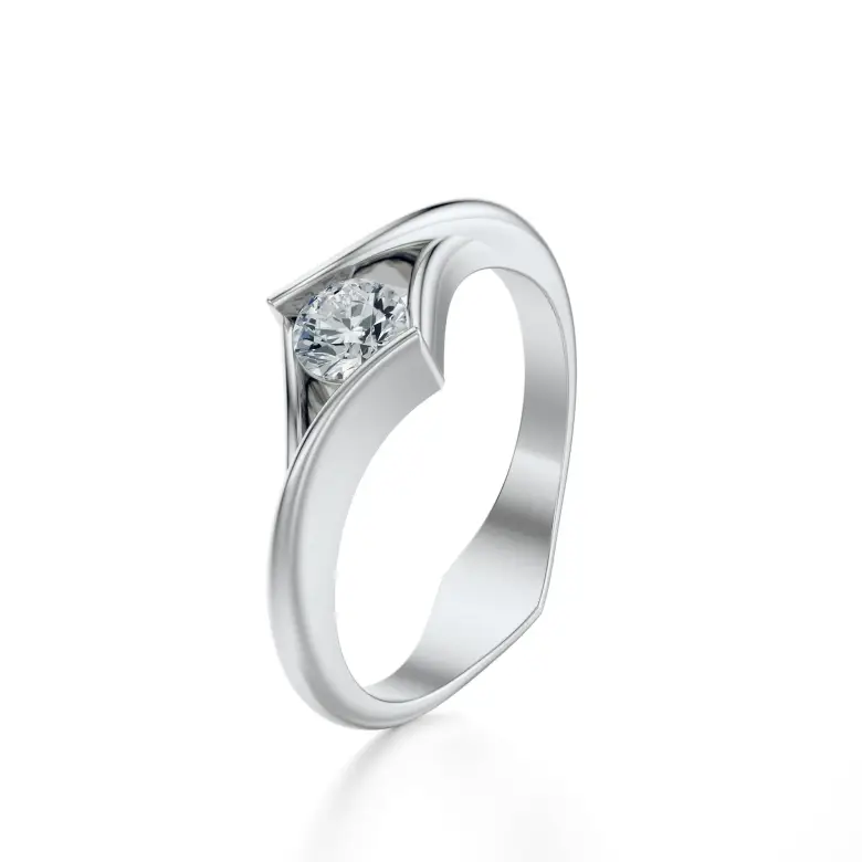 Pierścionek z białego złota z diamentem AJPZ_105